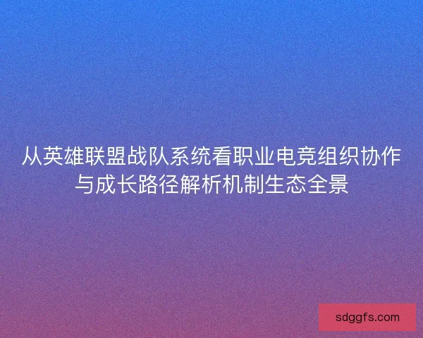 从英雄联盟战队系统看职业电竞组织协作与成长路径解析机制生态全景