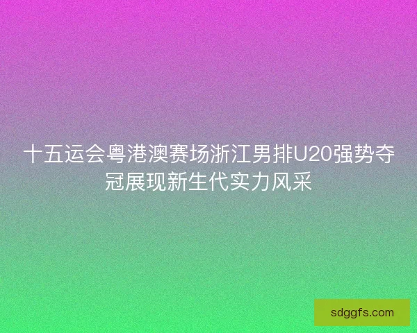 十五运会粤港澳赛场浙江男排U20强势夺冠展现新生代实力风采